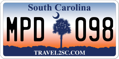 SC license plate MPD098