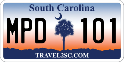 SC license plate MPD101