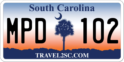 SC license plate MPD102