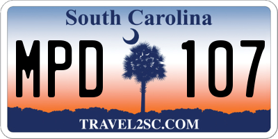 SC license plate MPD107