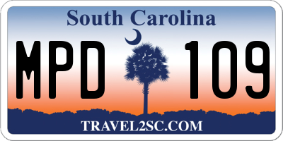 SC license plate MPD109