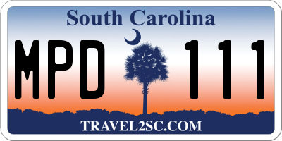 SC license plate MPD111