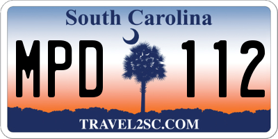SC license plate MPD112