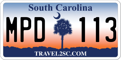 SC license plate MPD113