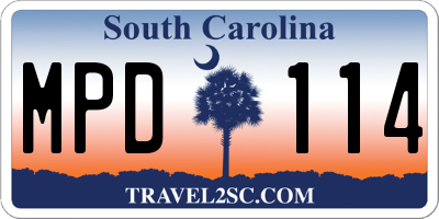 SC license plate MPD114