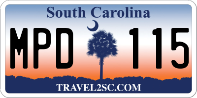 SC license plate MPD115