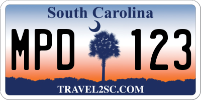 SC license plate MPD123