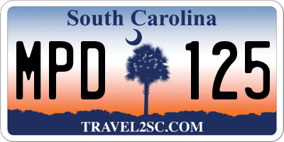 SC license plate MPD125
