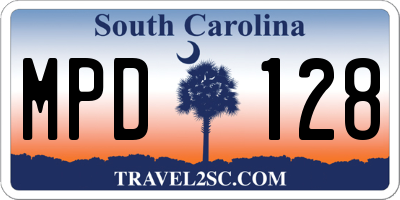 SC license plate MPD128