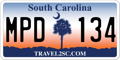 SC license plate MPD134