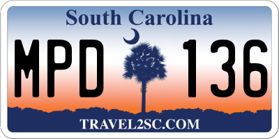 SC license plate MPD136