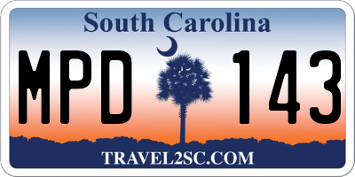 SC license plate MPD143