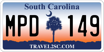 SC license plate MPD149