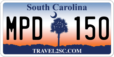 SC license plate MPD150