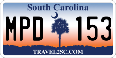 SC license plate MPD153