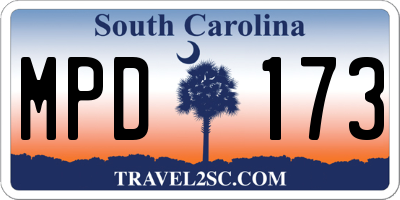 SC license plate MPD173