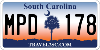 SC license plate MPD178