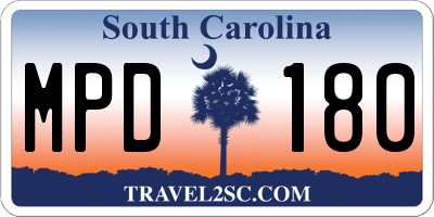 SC license plate MPD180