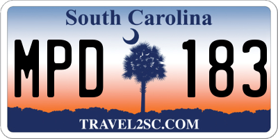 SC license plate MPD183