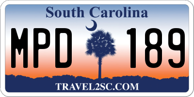 SC license plate MPD189