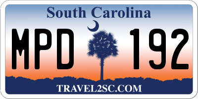 SC license plate MPD192