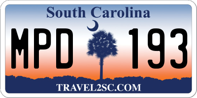 SC license plate MPD193