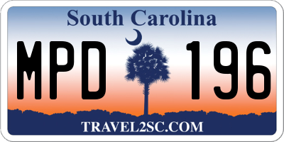 SC license plate MPD196