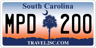 SC license plate MPD200