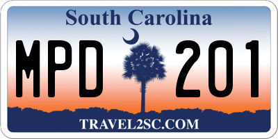 SC license plate MPD201