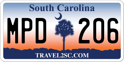 SC license plate MPD206