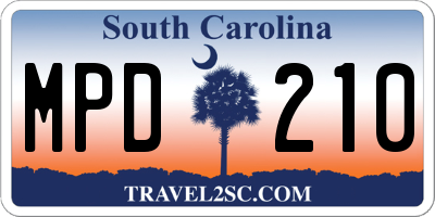 SC license plate MPD210