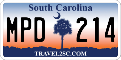 SC license plate MPD214