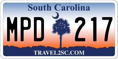 SC license plate MPD217