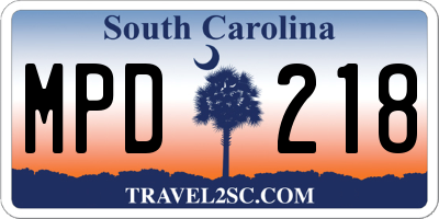 SC license plate MPD218