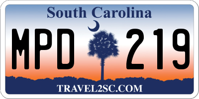 SC license plate MPD219