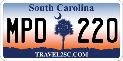 SC license plate MPD220