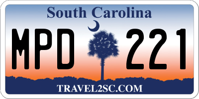 SC license plate MPD221