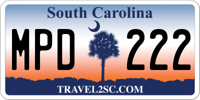 SC license plate MPD222