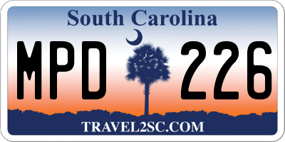 SC license plate MPD226