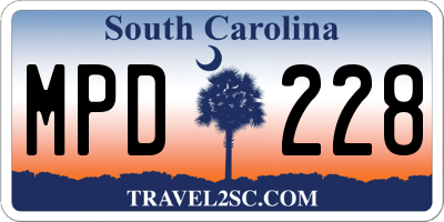 SC license plate MPD228