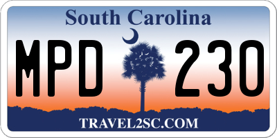 SC license plate MPD230