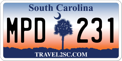 SC license plate MPD231
