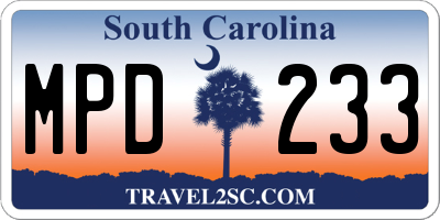 SC license plate MPD233