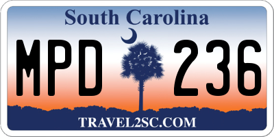 SC license plate MPD236