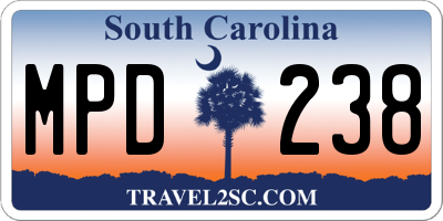 SC license plate MPD238