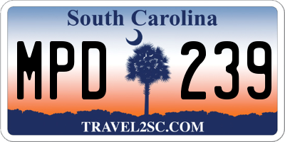 SC license plate MPD239