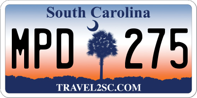 SC license plate MPD275