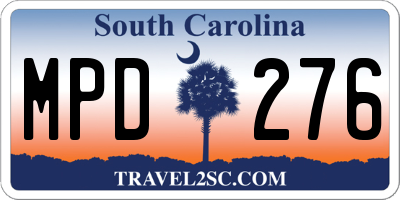 SC license plate MPD276