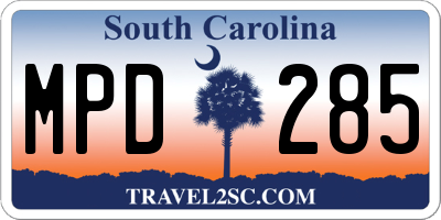 SC license plate MPD285