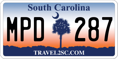 SC license plate MPD287